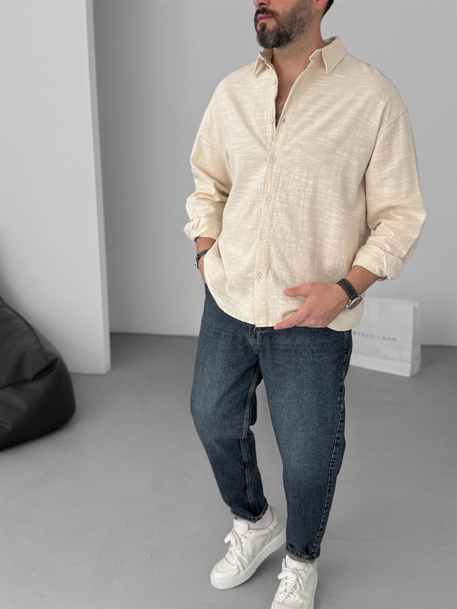 Slub Fabric Long Sleeve Shirt
