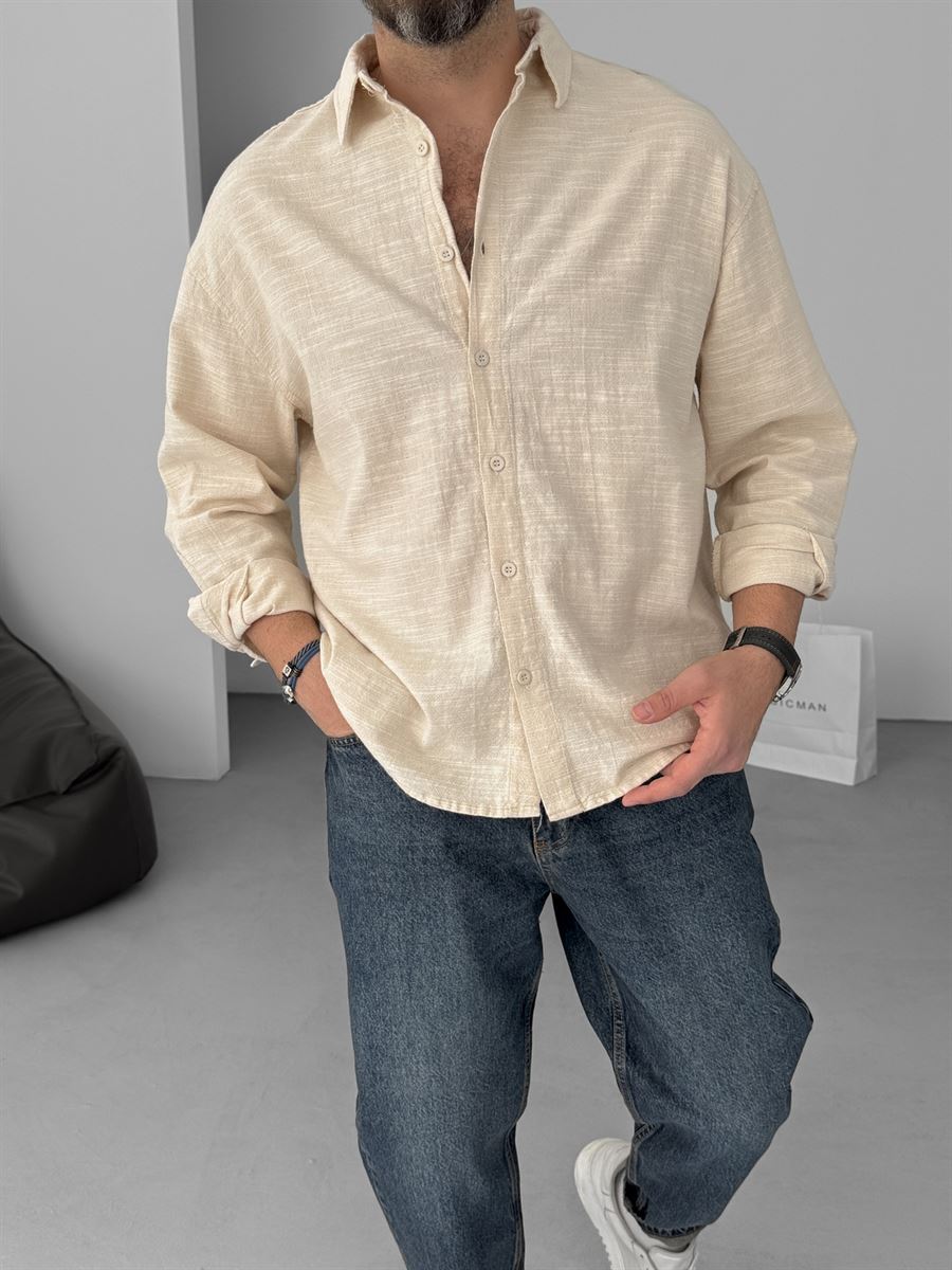 Slub Fabric Long Sleeve Shirt