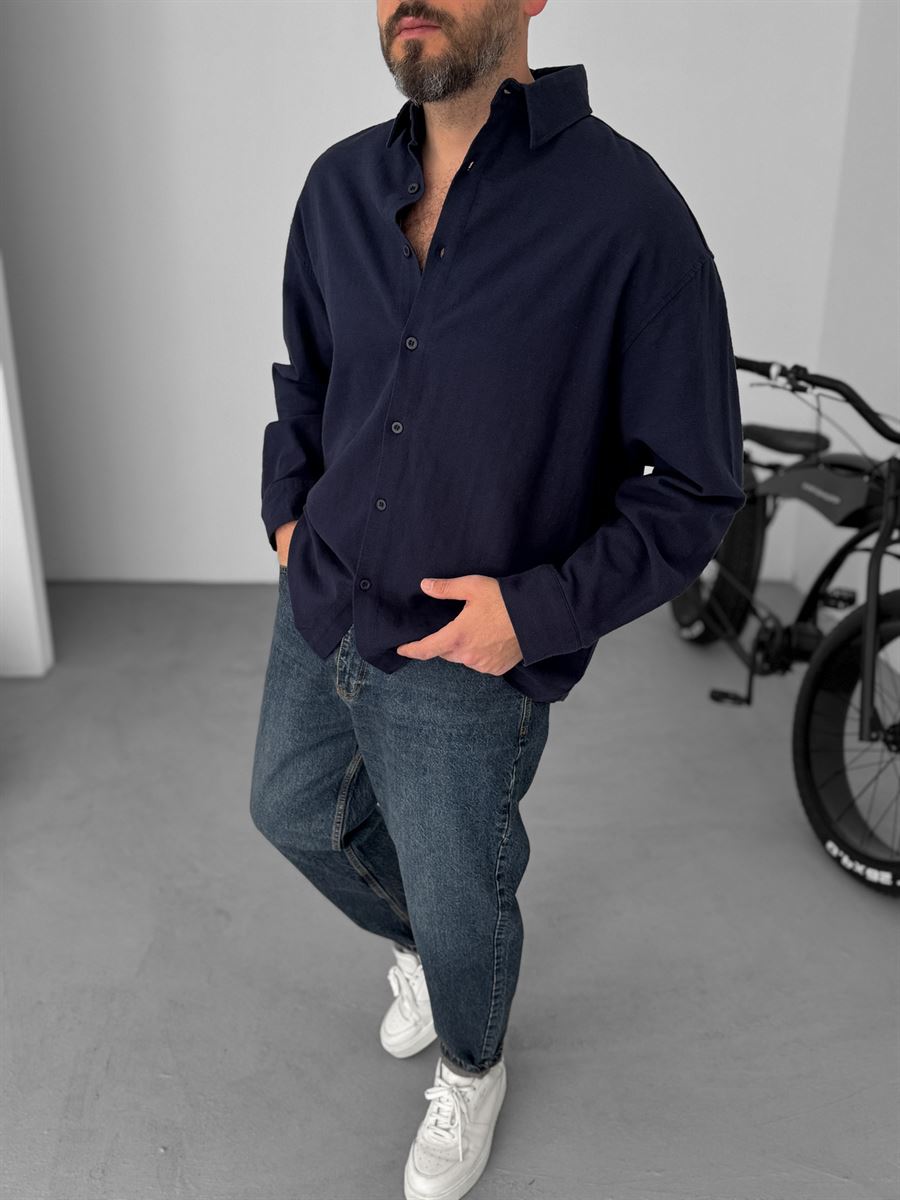 Slub Fabric Long Sleeve Shirt