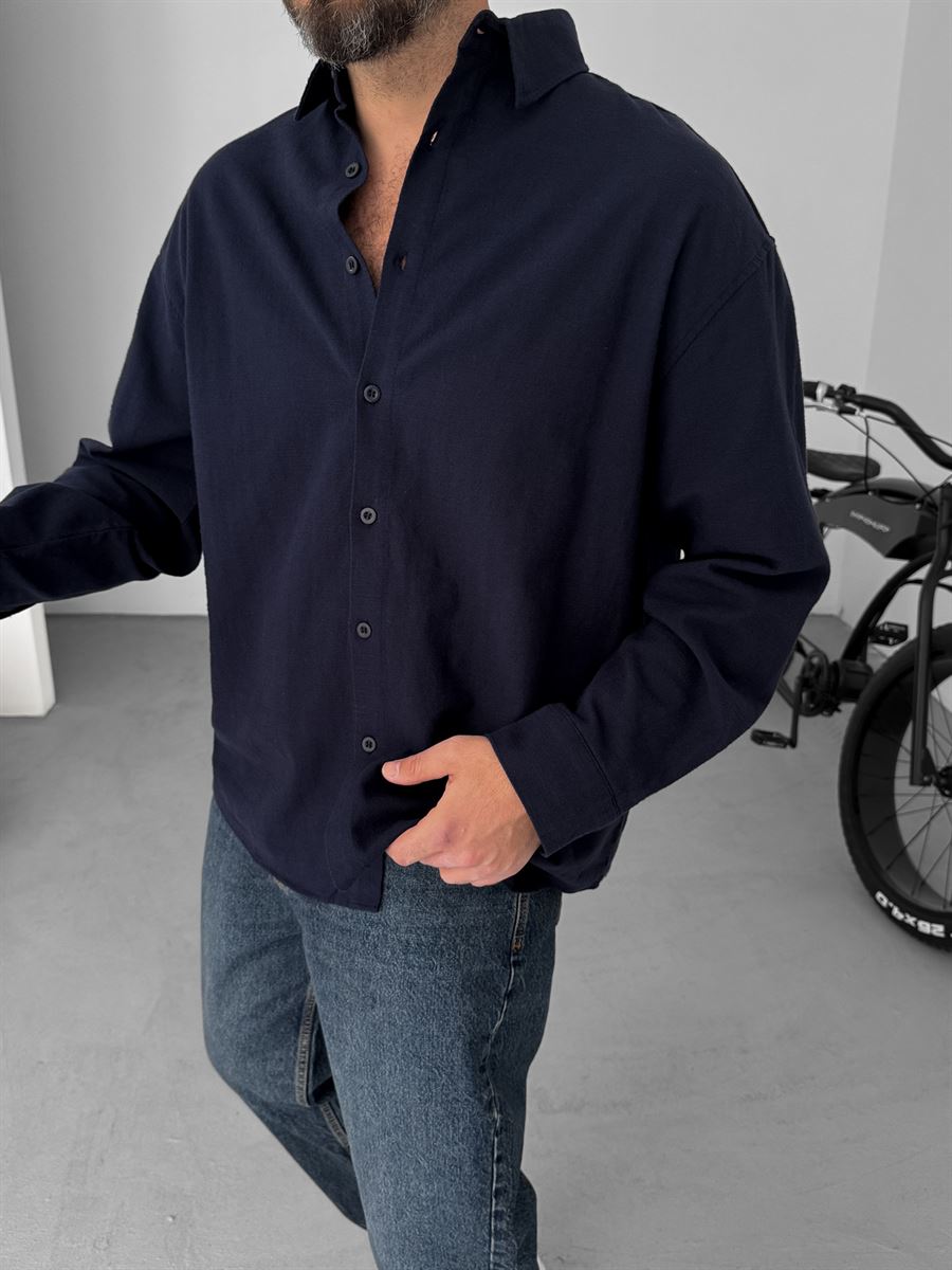 Slub Fabric Long Sleeve Shirt