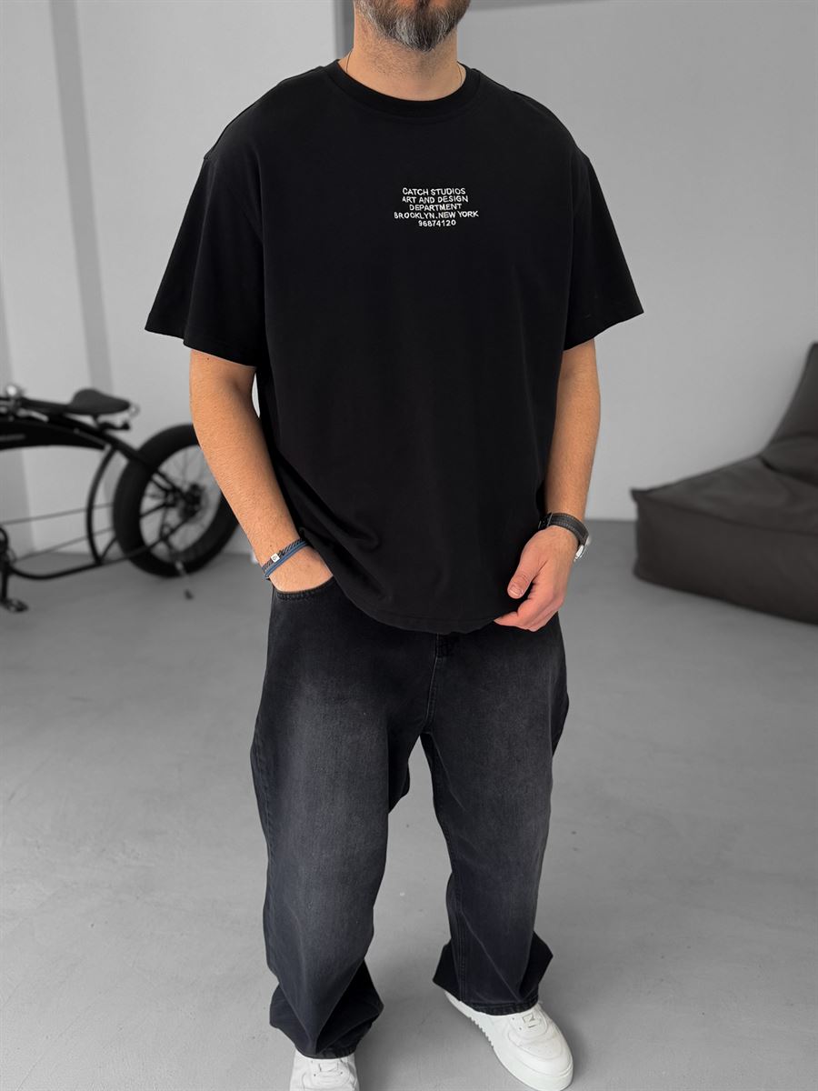 Text Embroidered Oversize T-Shirt