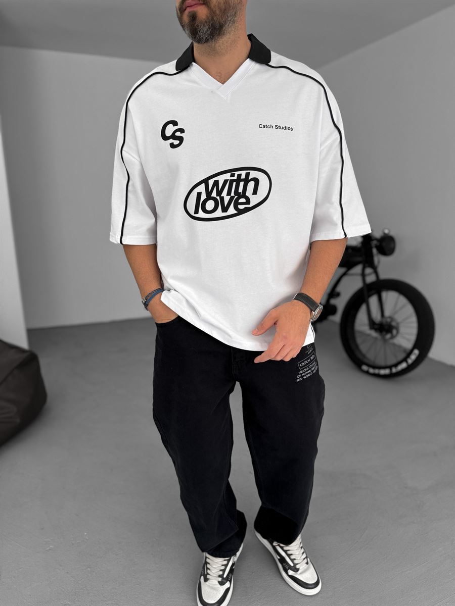 Collared Love Printed Oversize T-Shirt