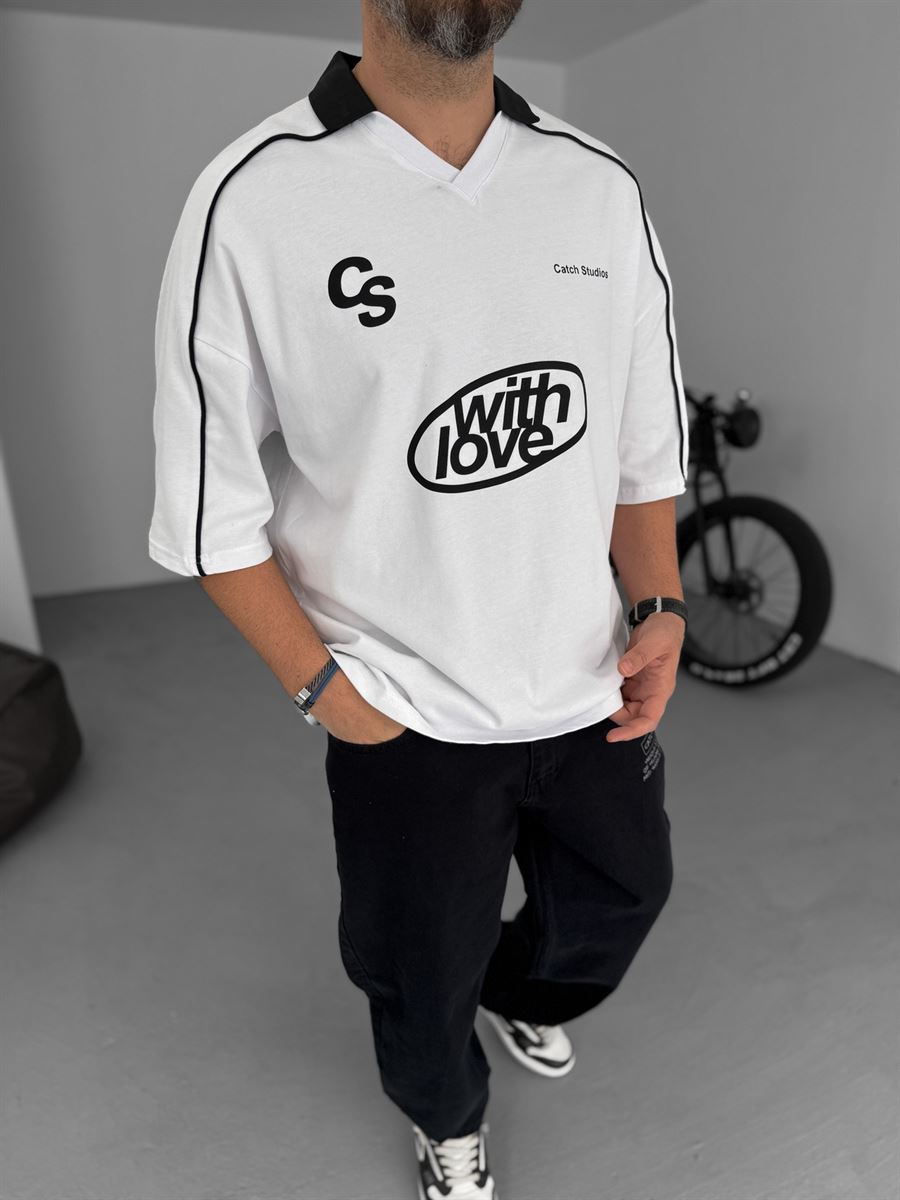 Collared Love Printed Oversize T-Shirt