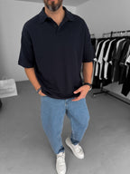 Forget Embroidered Polo Neck Oversize T-Shirt