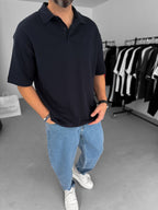 Forget Embroidered Polo Neck Oversize T-Shirt