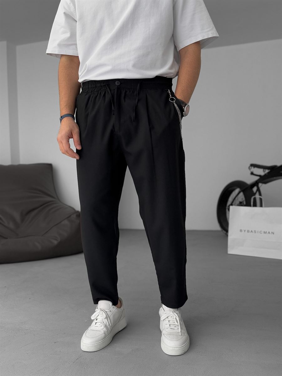 Carrot Cut Pants with Chain