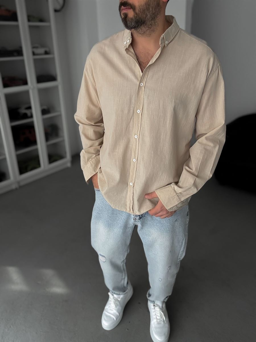 Beige Fresh Fabric Basic Shirt G-5138/12