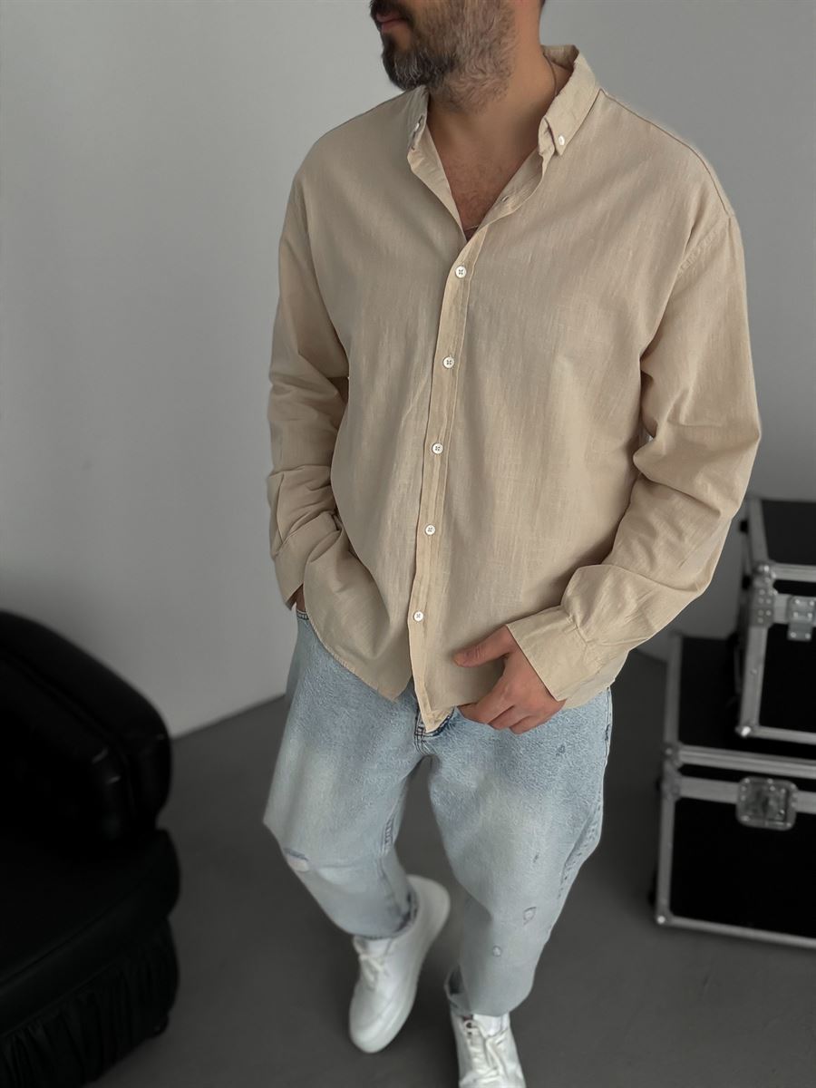 Beige Fresh Fabric Basic Shirt G-5138/12