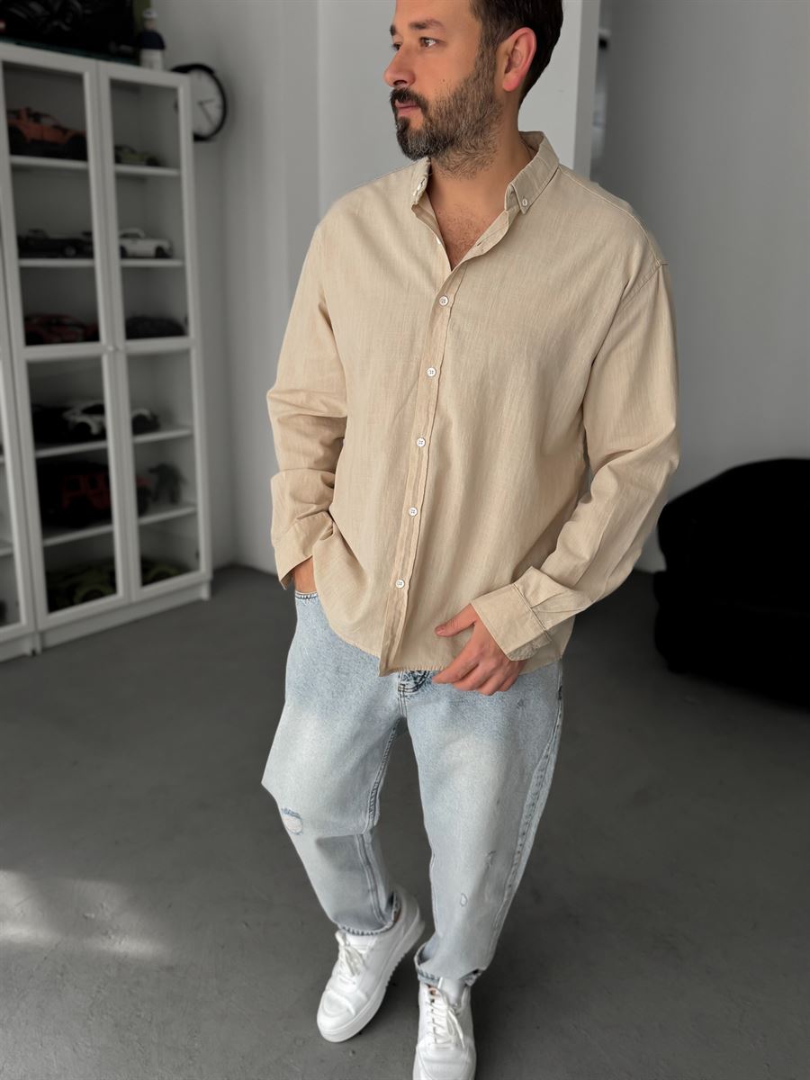 Beige Fresh Fabric Basic Shirt G-5138/12
