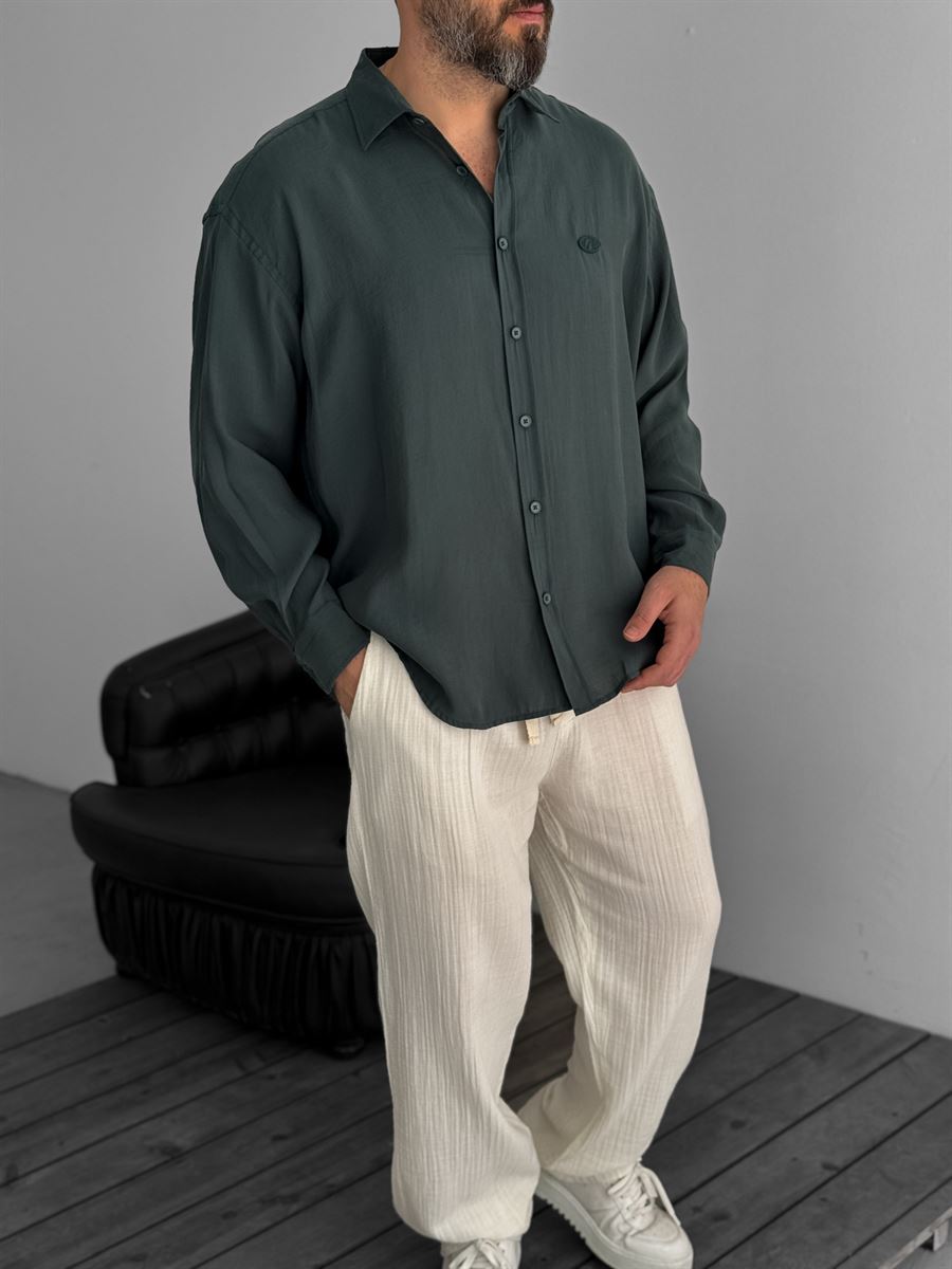 G-Embroidered Tencel Fabric Shirt