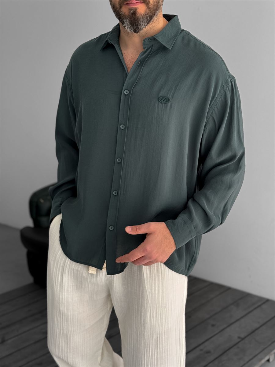 G-Embroidered Tencel Fabric Shirt