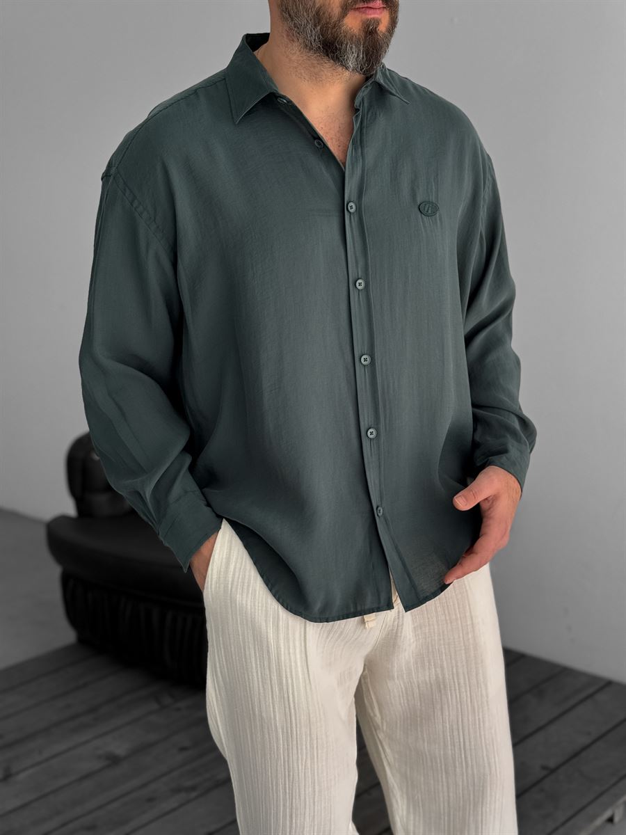 G-Embroidered Tencel Fabric Shirt