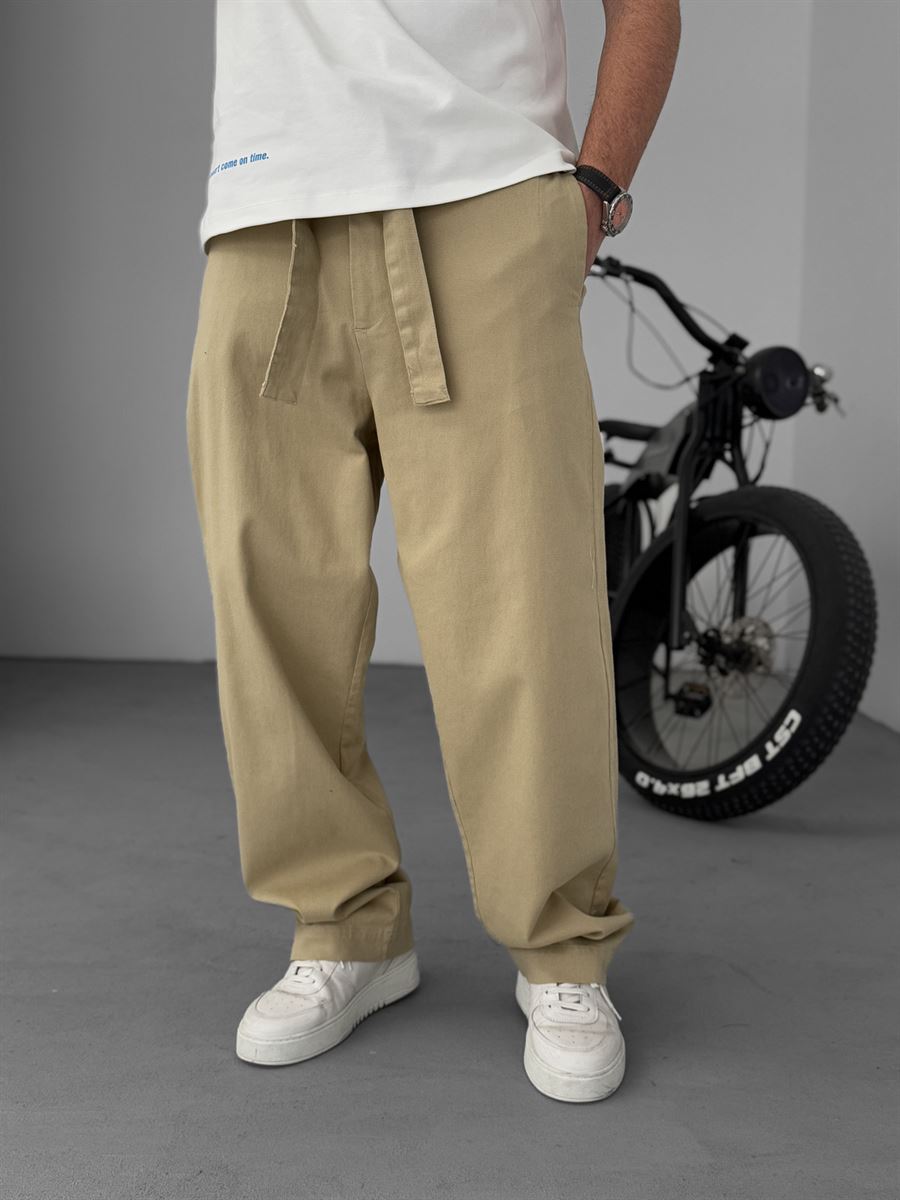 Basic Baggy Pants with Sash Belt
