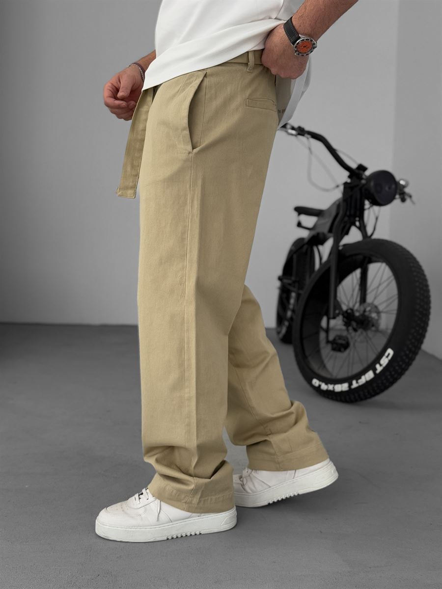 Basic Baggy Pants with Sash Belt