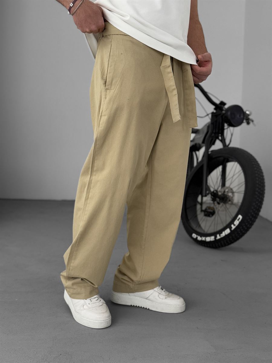 Basic Baggy Pants with Sash Belt