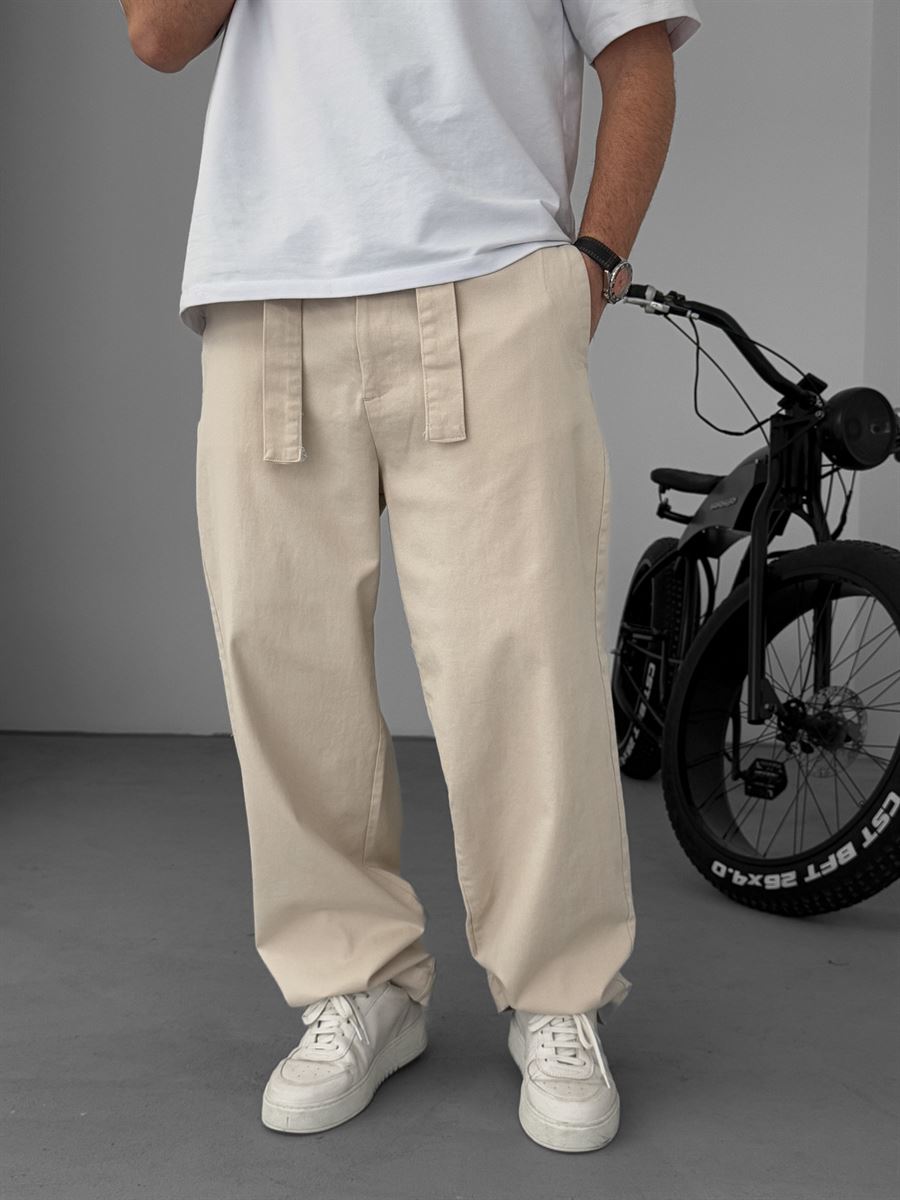 Basic Baggy Pants with Sash Belt