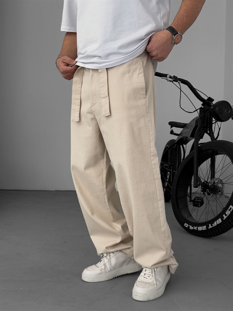 Basic Baggy Pants with Sash Belt