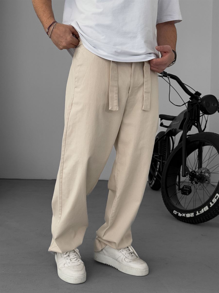 Basic Baggy Pants with Sash Belt