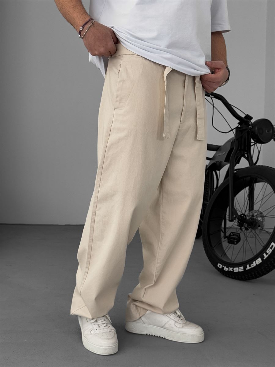 Basic Baggy Pants with Sash Belt