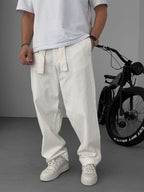 Basic Baggy Pants with Sash Belt