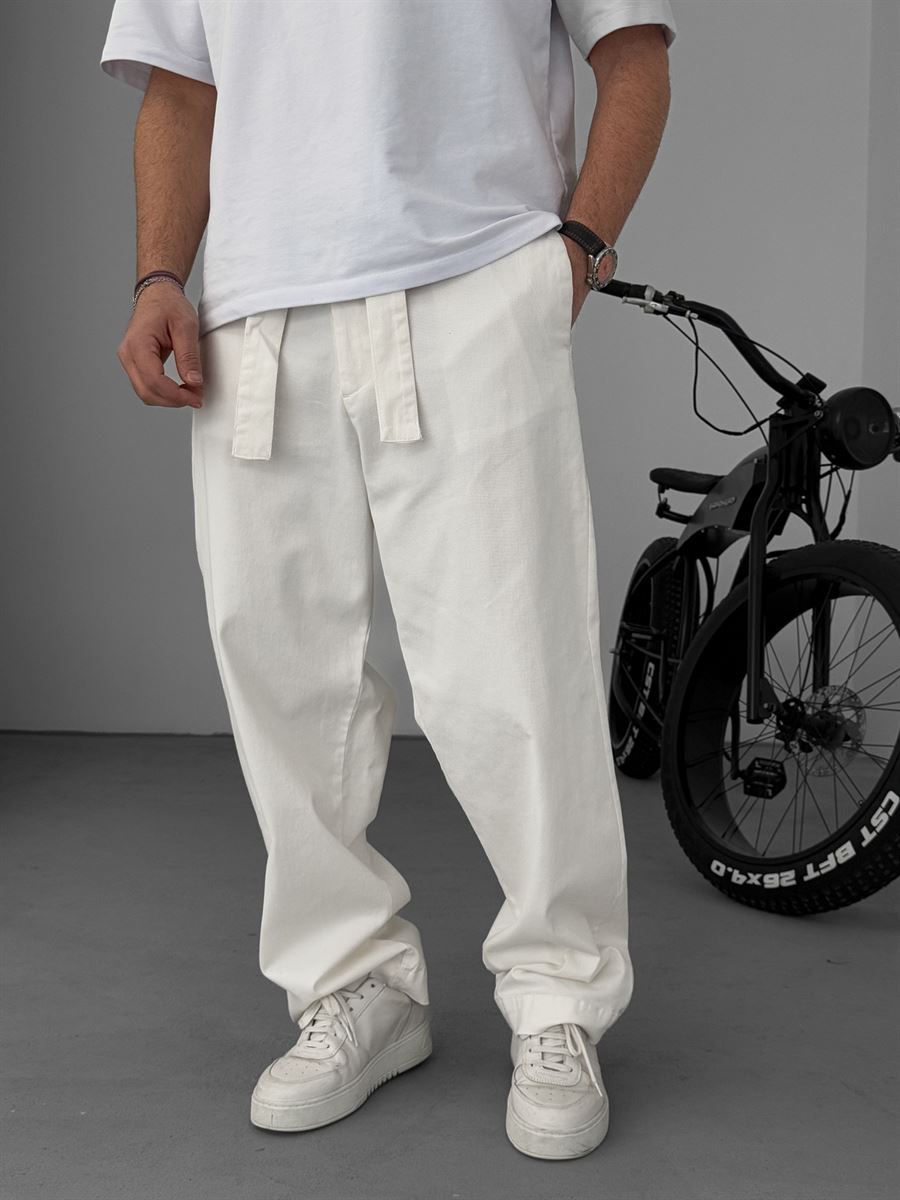 Basic Baggy Pants with Sash Belt