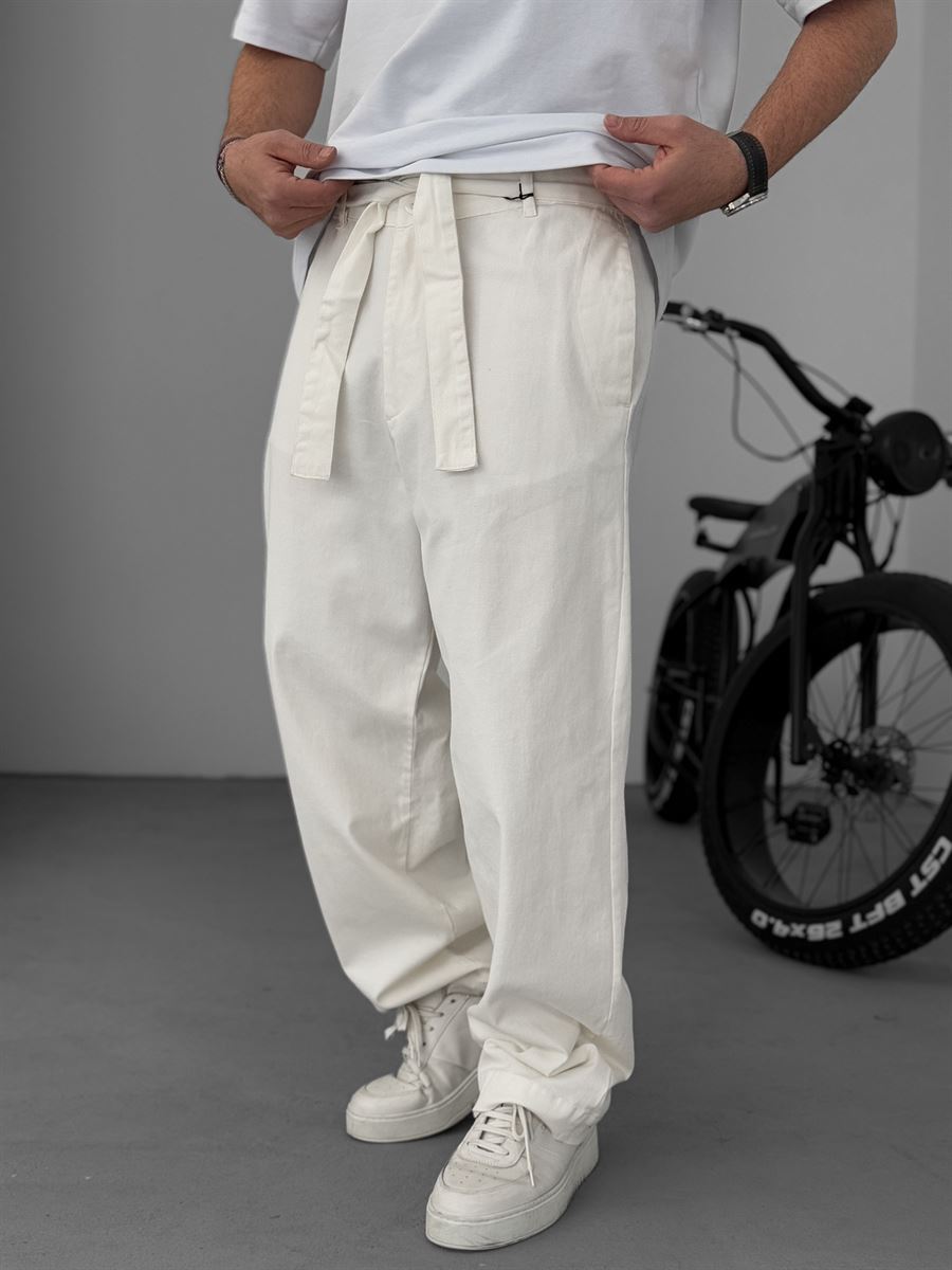 Basic Baggy Pants with Sash Belt