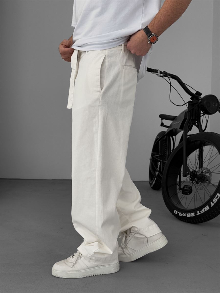 Basic Baggy Pants with Sash Belt