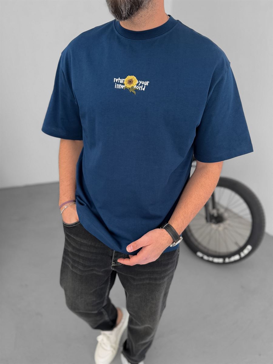 Back Floral Embroidered Oversize T-Shirt