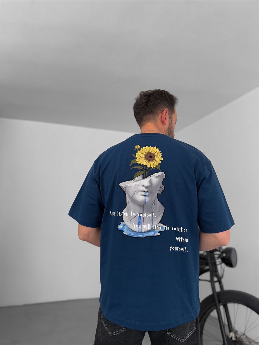 Back Floral Embroidered Oversize T-Shirt