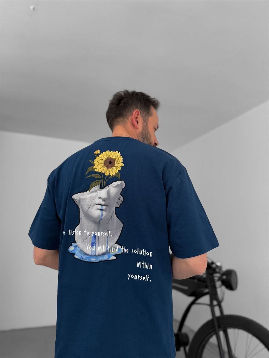 Back Floral Embroidered Oversize T-Shirt