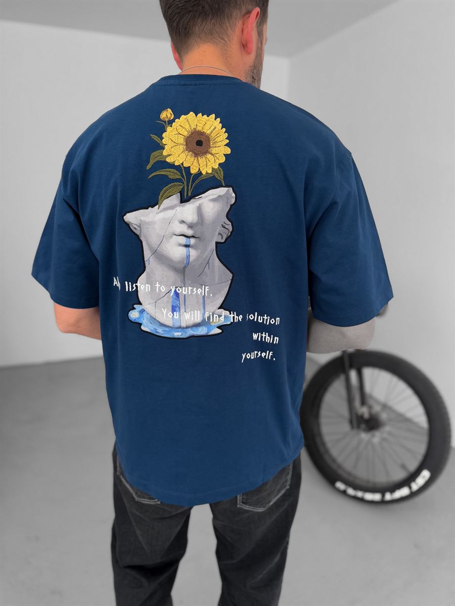 Back Floral Embroidered Oversize T-Shirt