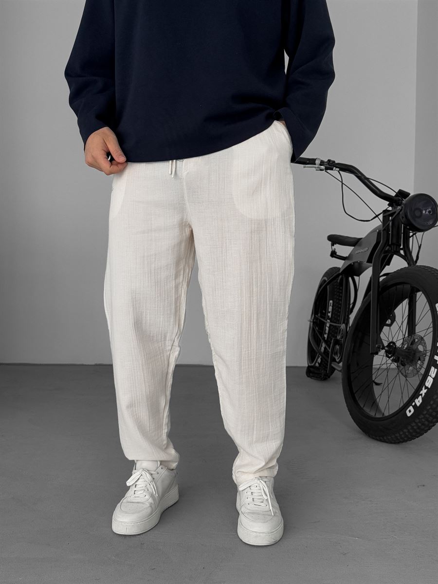 Embroidered Muslin Fabric Pants