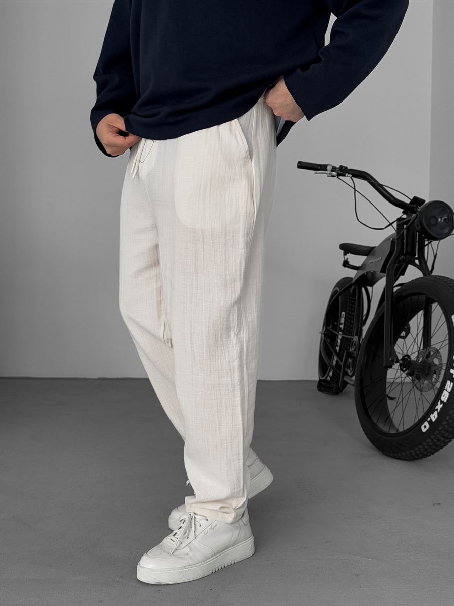 Embroidered Muslin Fabric Pants