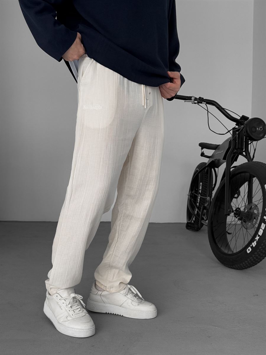 Embroidered Muslin Fabric Pants