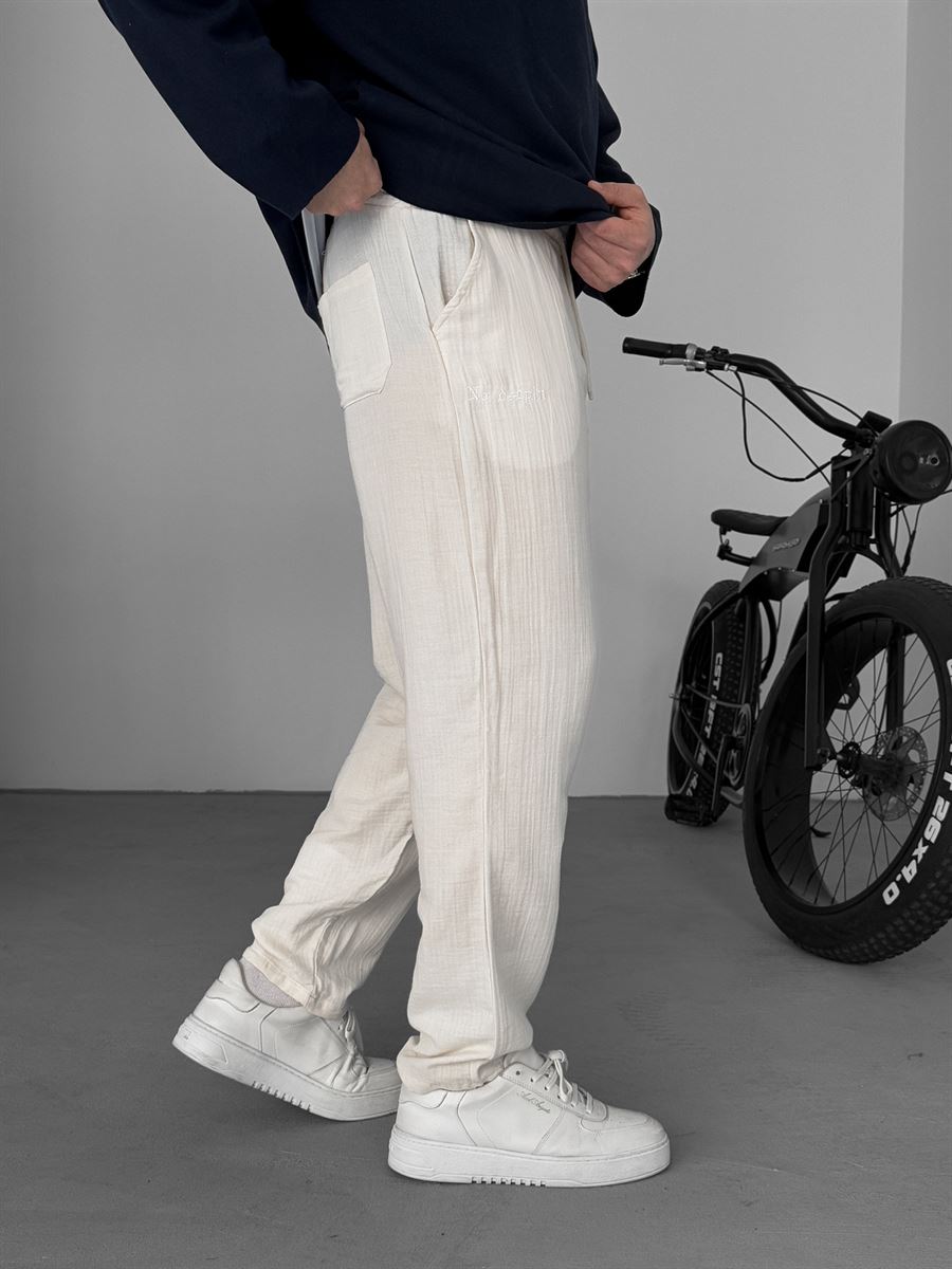 Embroidered Muslin Fabric Pants