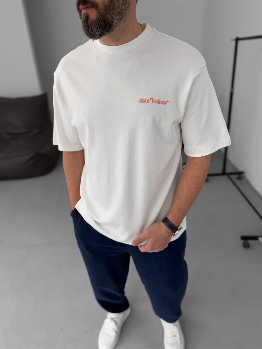 Data Hollow Embroidered T-Shirt