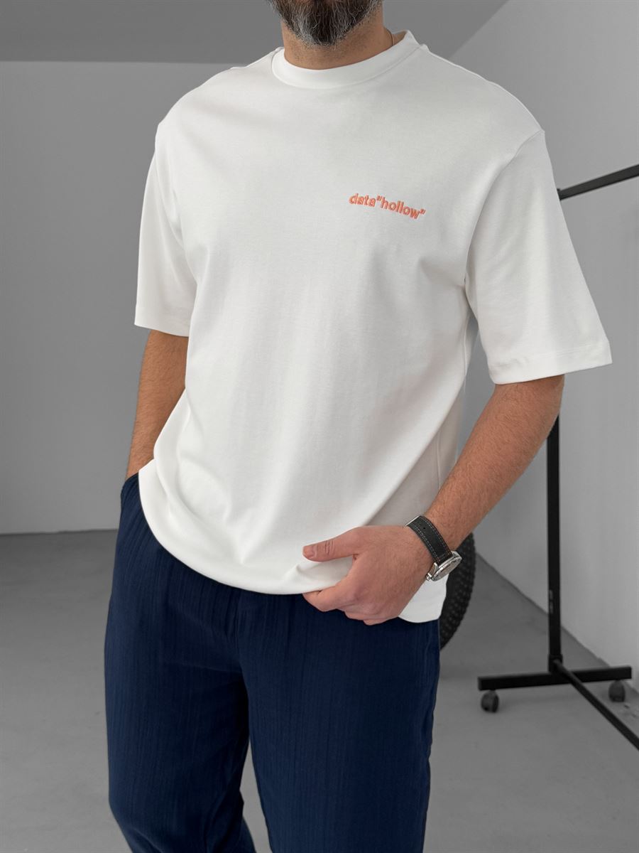 Data Hollow Embroidered T-Shirt