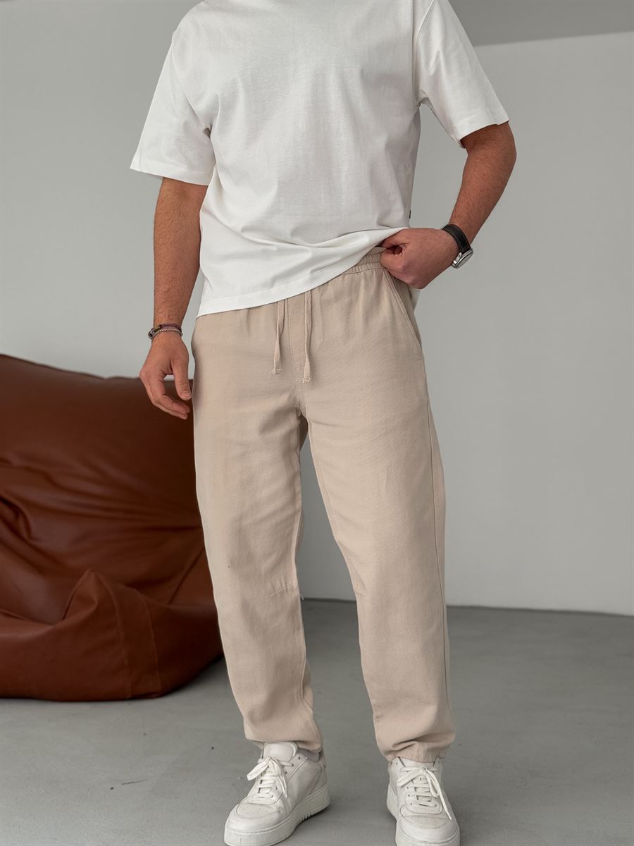 Regular Fit Pants with Knee Stitching