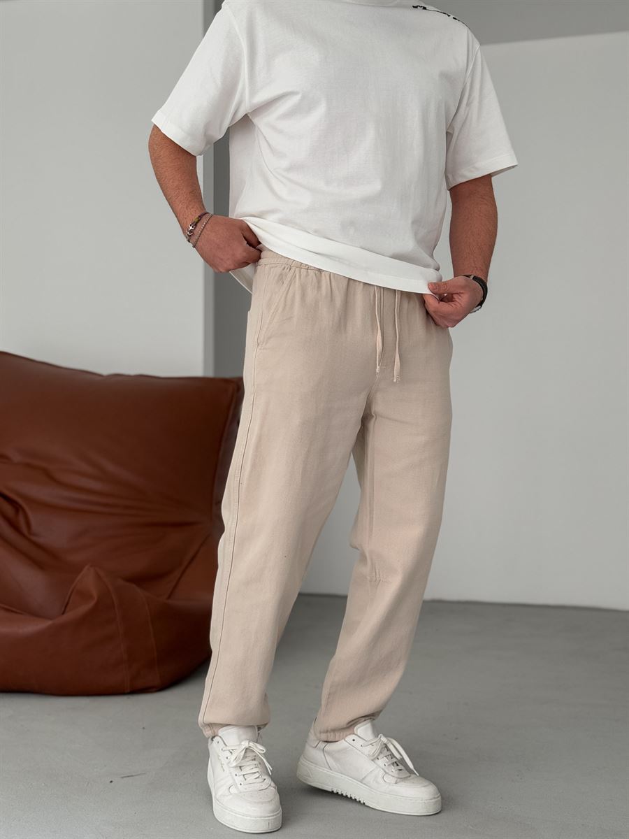 Regular Fit Pants with Knee Stitching