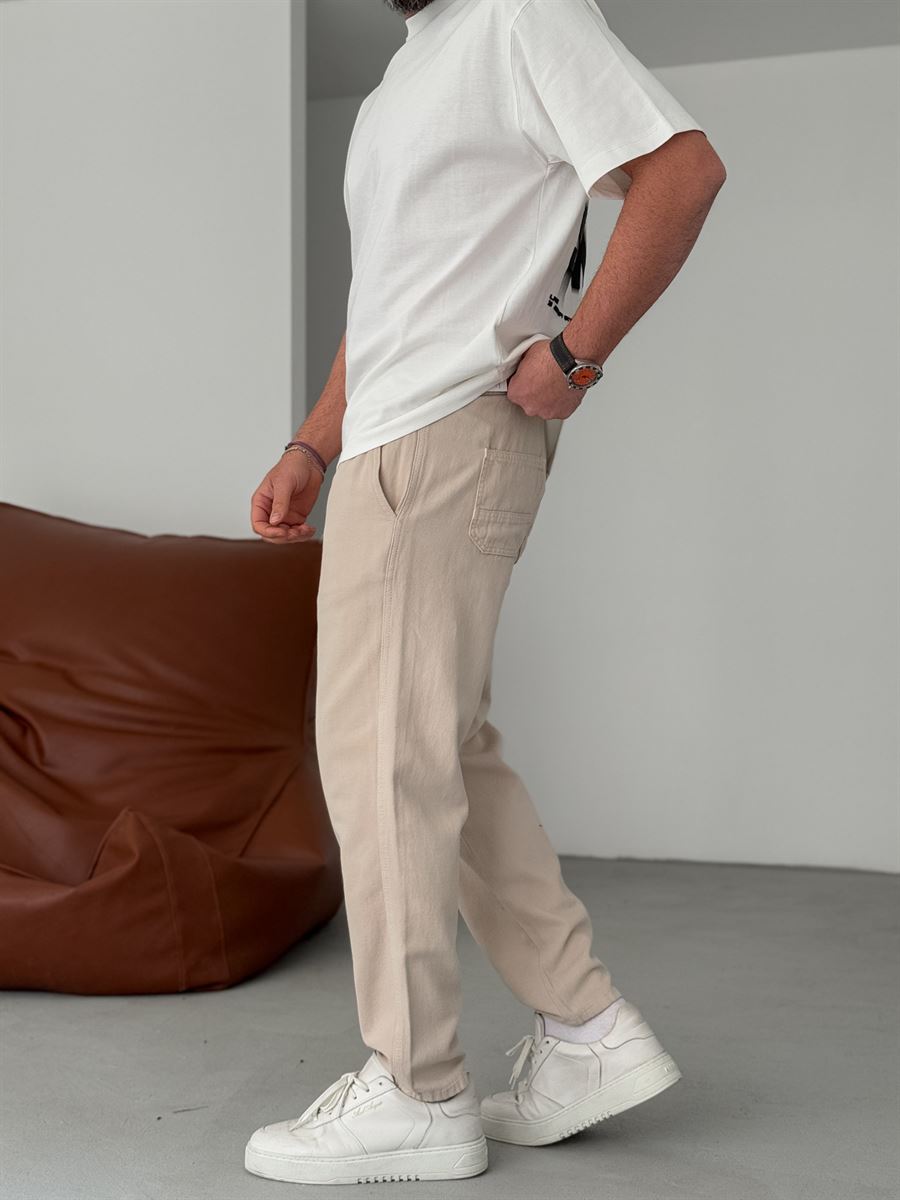 Regular Fit Pants with Knee Stitching
