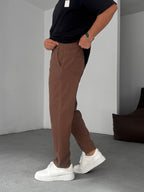 Regular Fit Pants with Knee Stitching