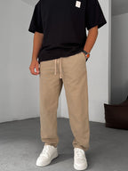 Regular Fit Pants with Knee Stitching
