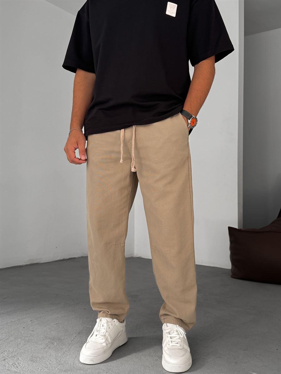 Regular Fit Pants with Knee Stitching