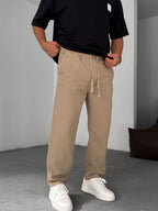 Regular Fit Pants with Knee Stitching