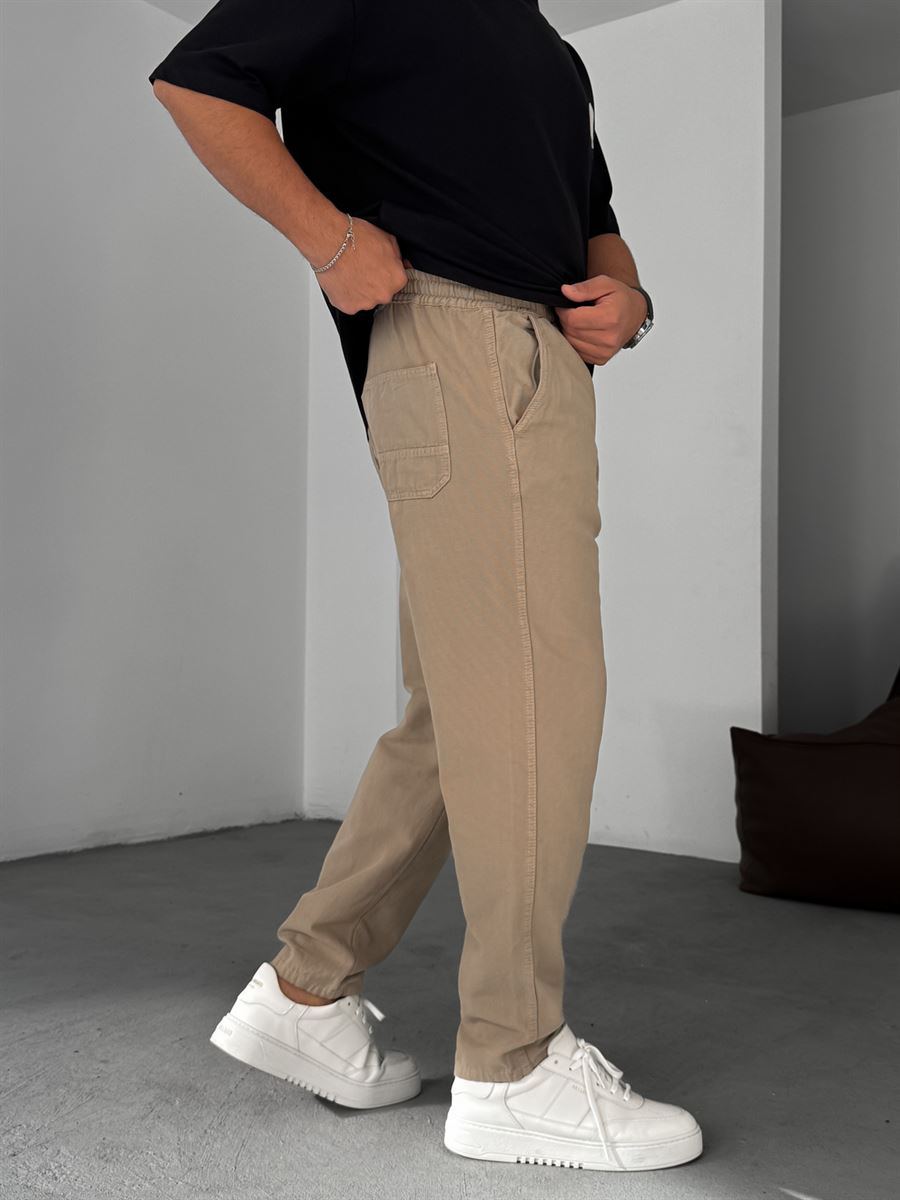 Regular Fit Pants with Knee Stitching