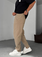 Regular Fit Pants with Knee Stitching