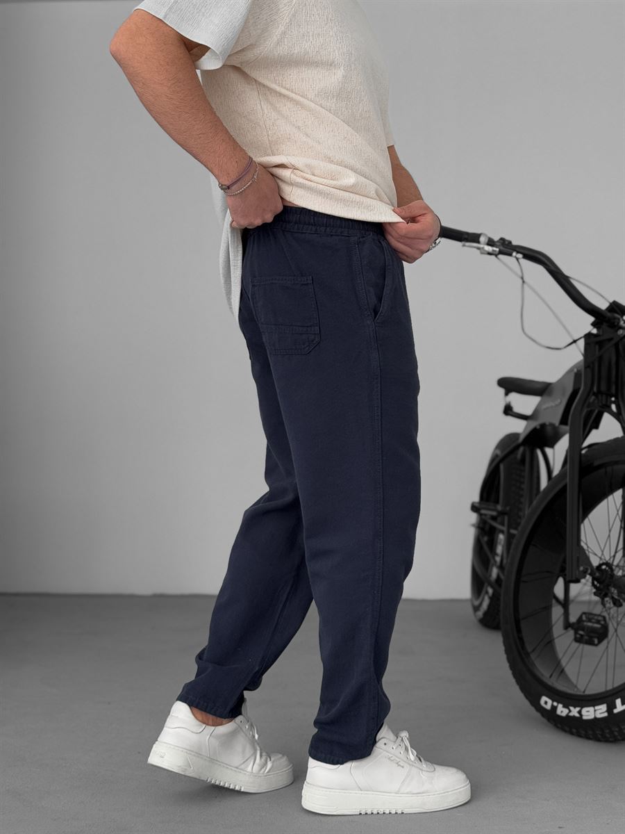 Regular Fit Pants with Knee Stitching