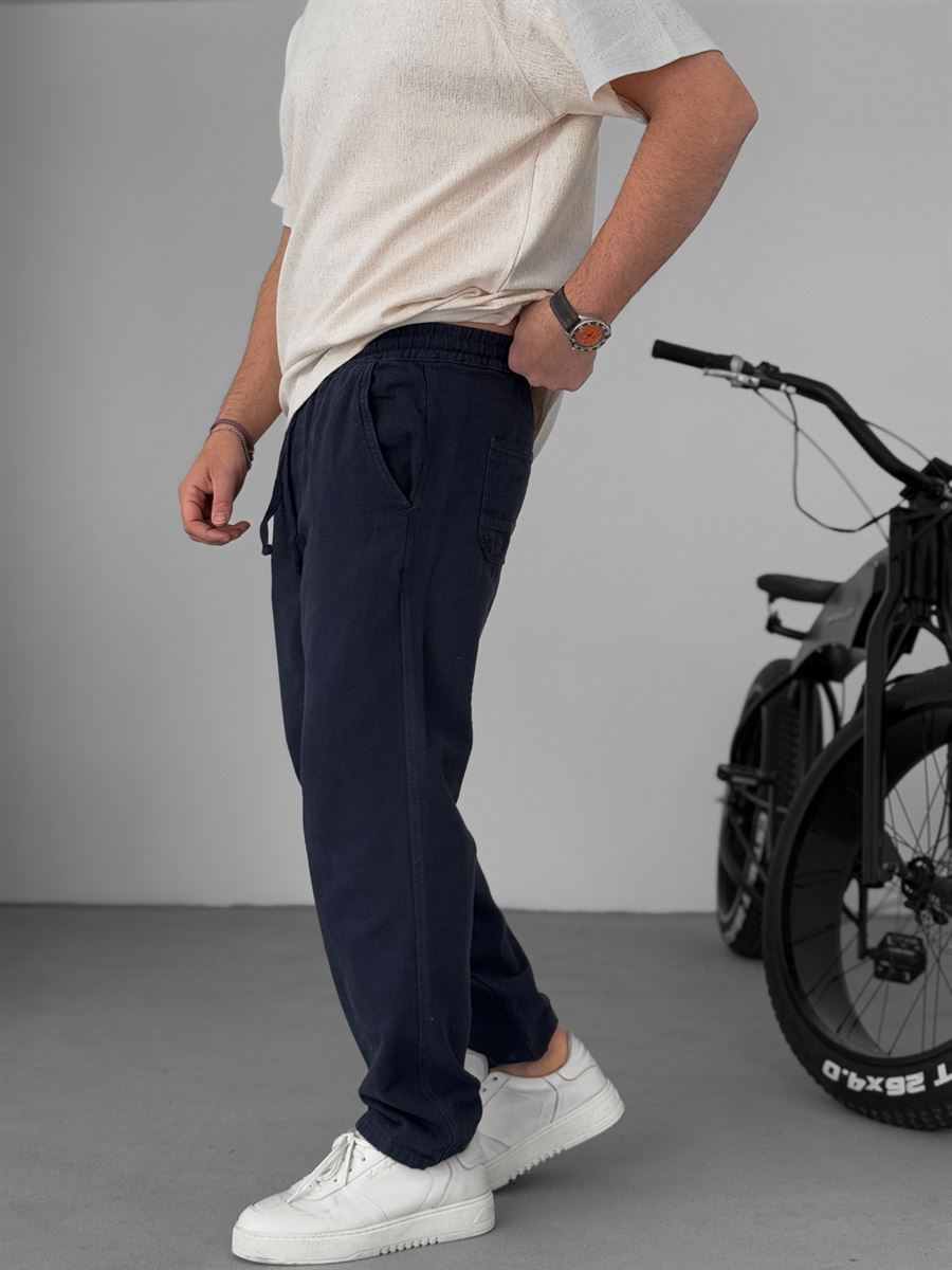 Regular Fit Pants with Knee Stitching