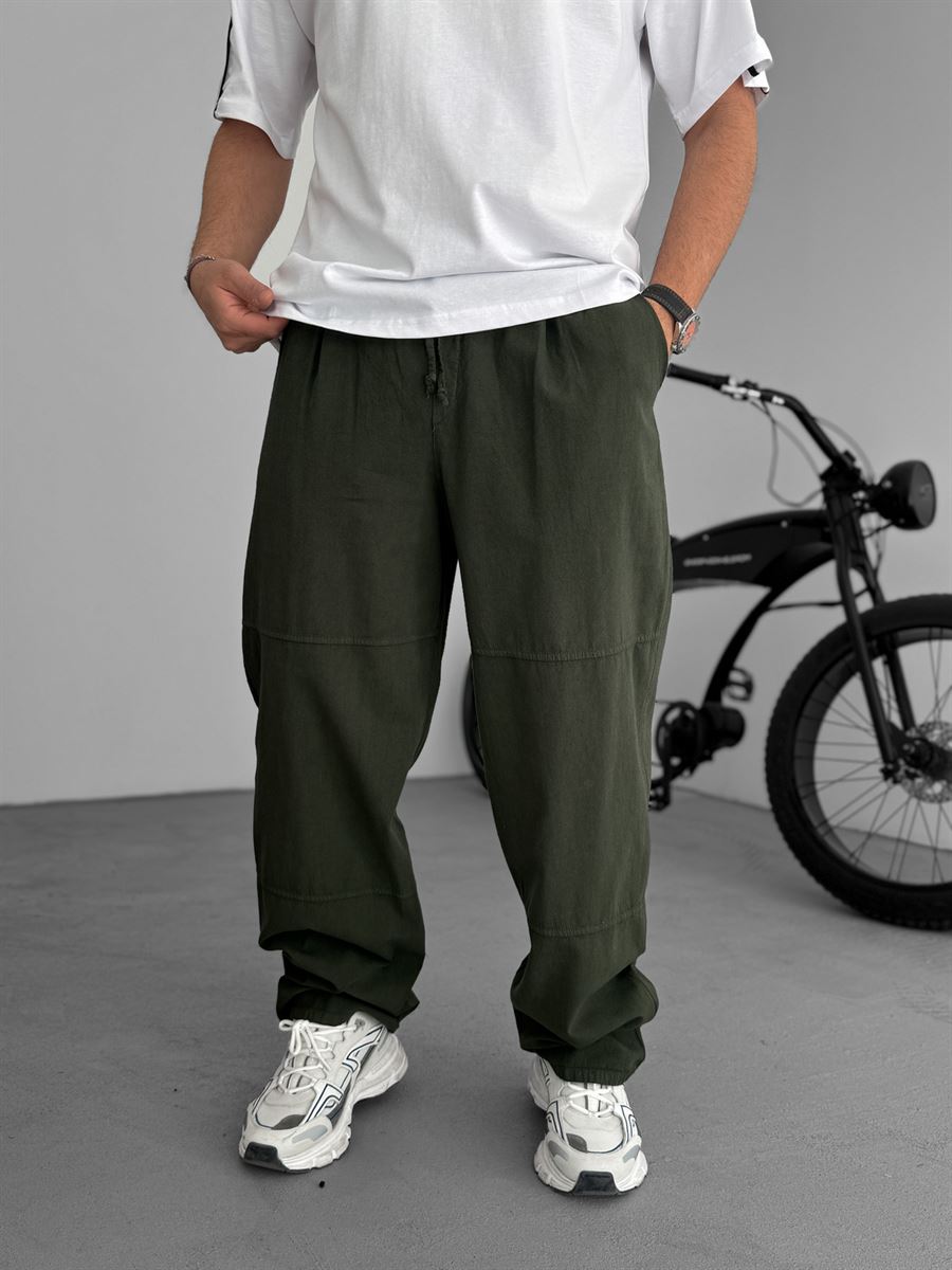 Comfortable Baggy Pants with Khaki Stitching JJ-96