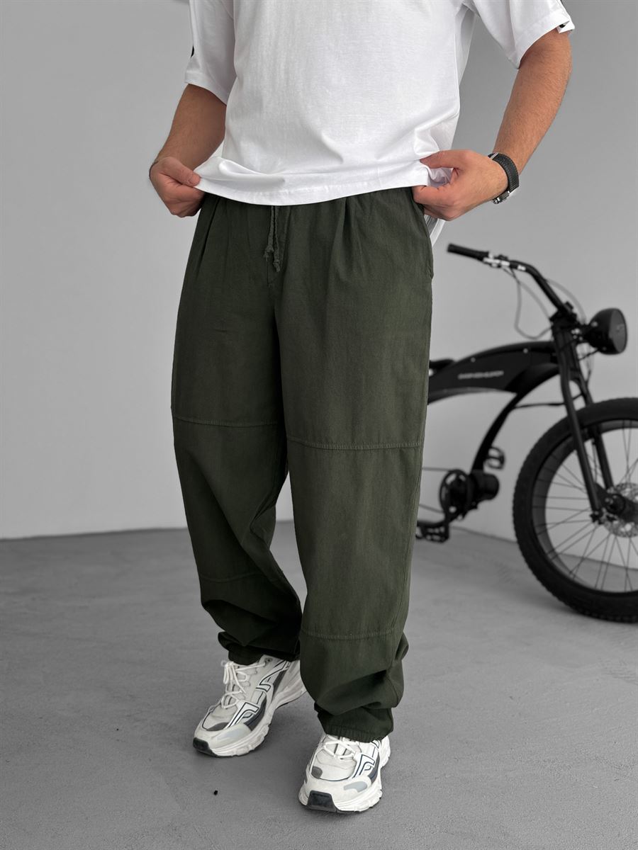 Comfortable Baggy Pants with Khaki Stitching JJ-96